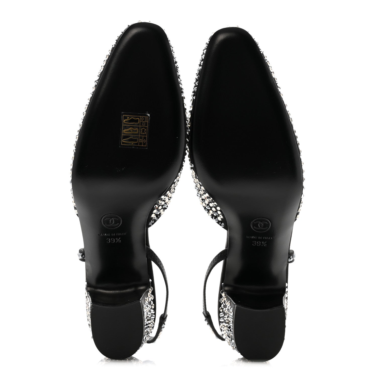 Chanel Strass Cap Toe CC Slingback Pumps 39.5 Black