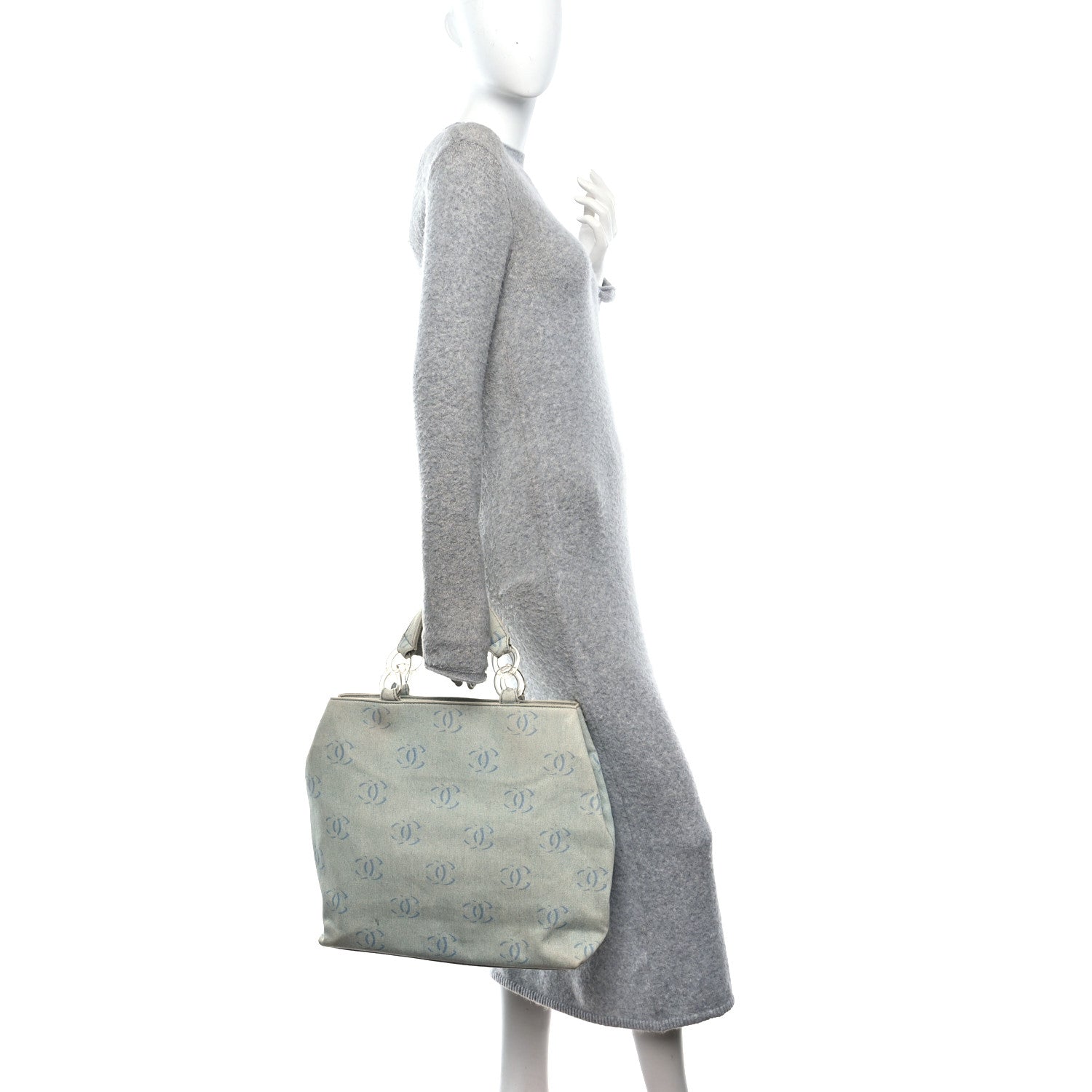 Chanel Denim Large CC Tote Light Blue