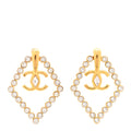 Crystal Diamond CC Earrings Gold