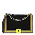 Chanel Canvas Quilted New Medium Fluo Boy Flap Black Grey Yellow