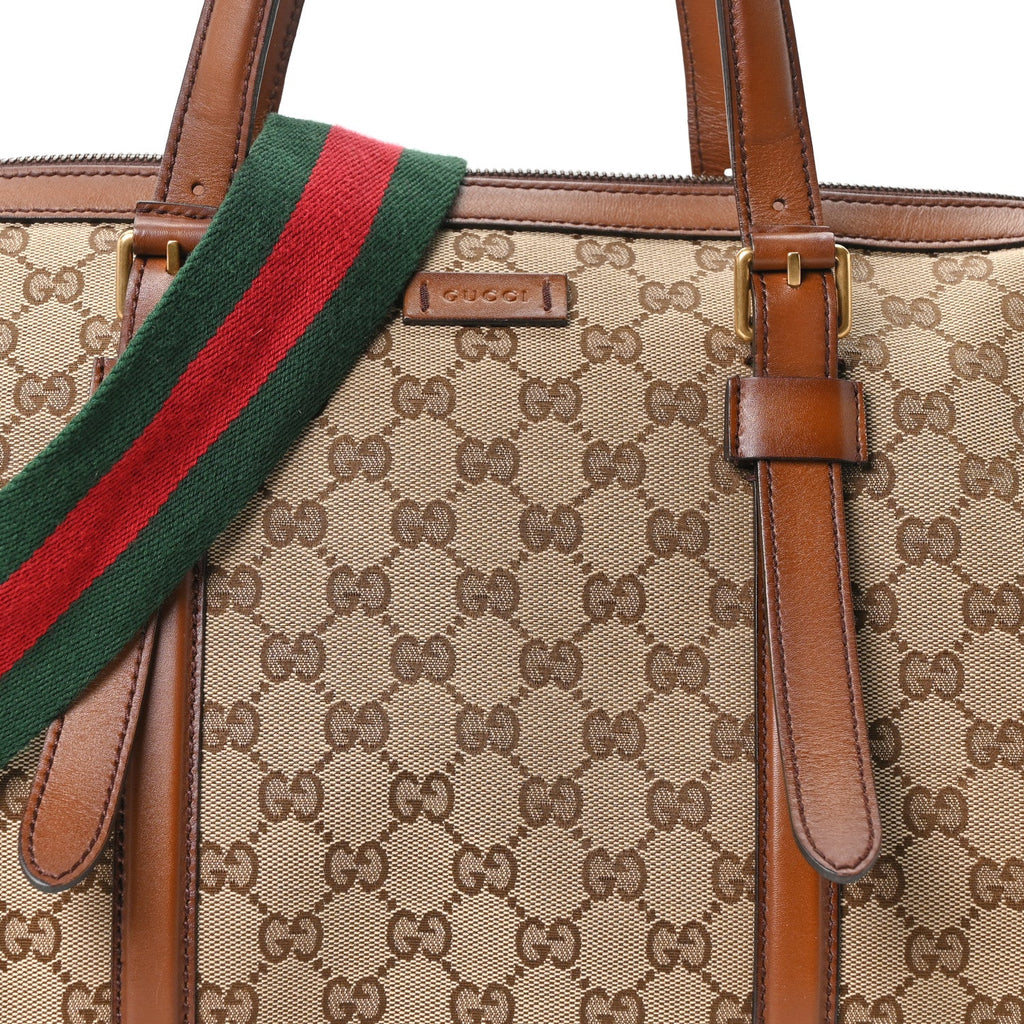 Gucci Monogram Medium Lady Web Boston Bag Beige Cuir