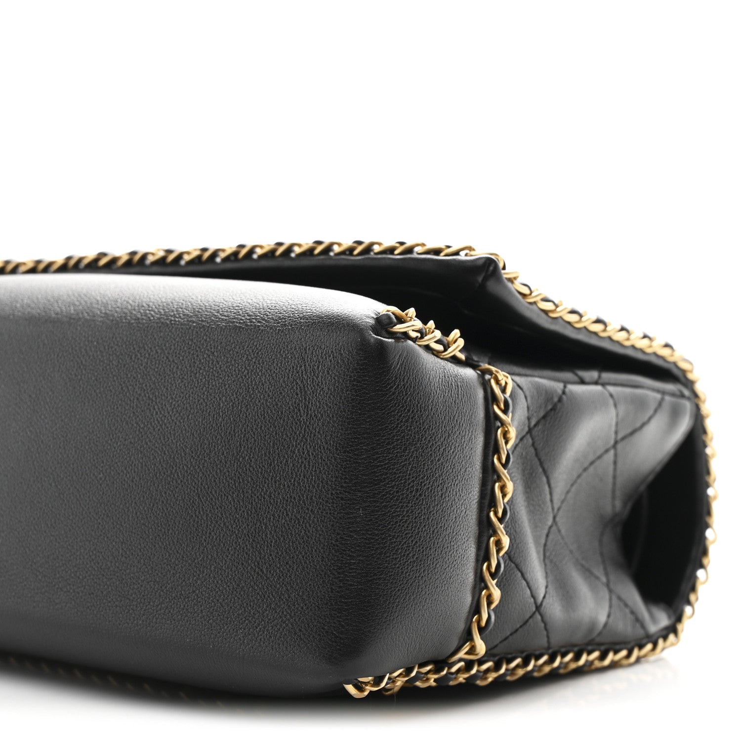 Chanel Calfskin Stitched Chain Flap Black