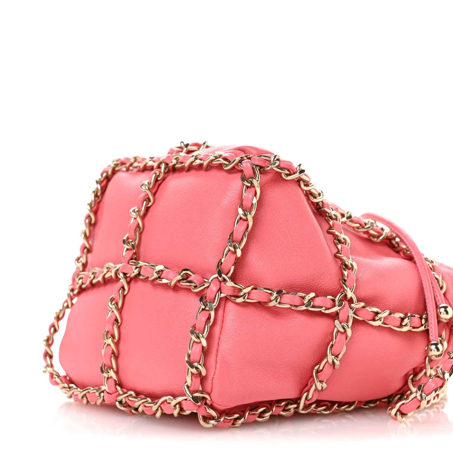 Chanel Lambskin Bucket Chain Drawstring Bag Pink