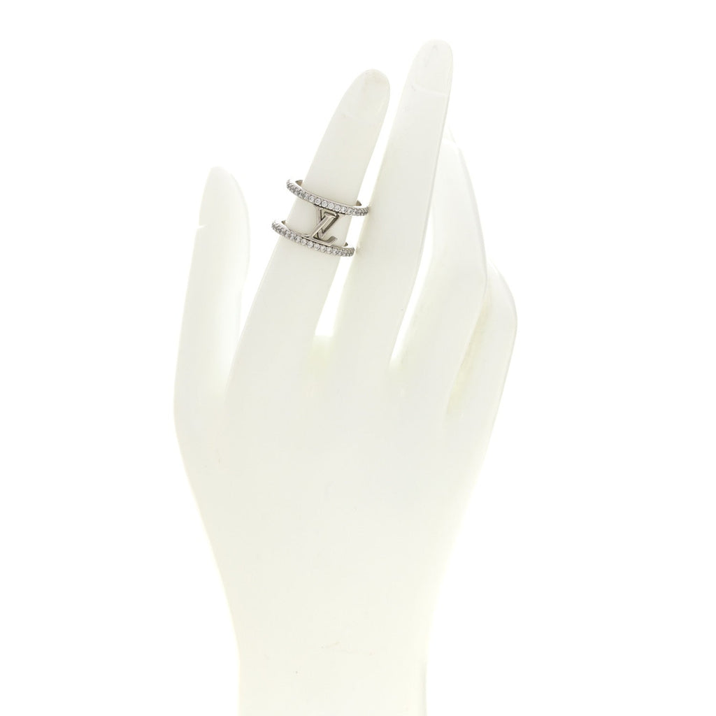 Louis Vuitton Metal Crystal LV Iconic Ring S Palladium