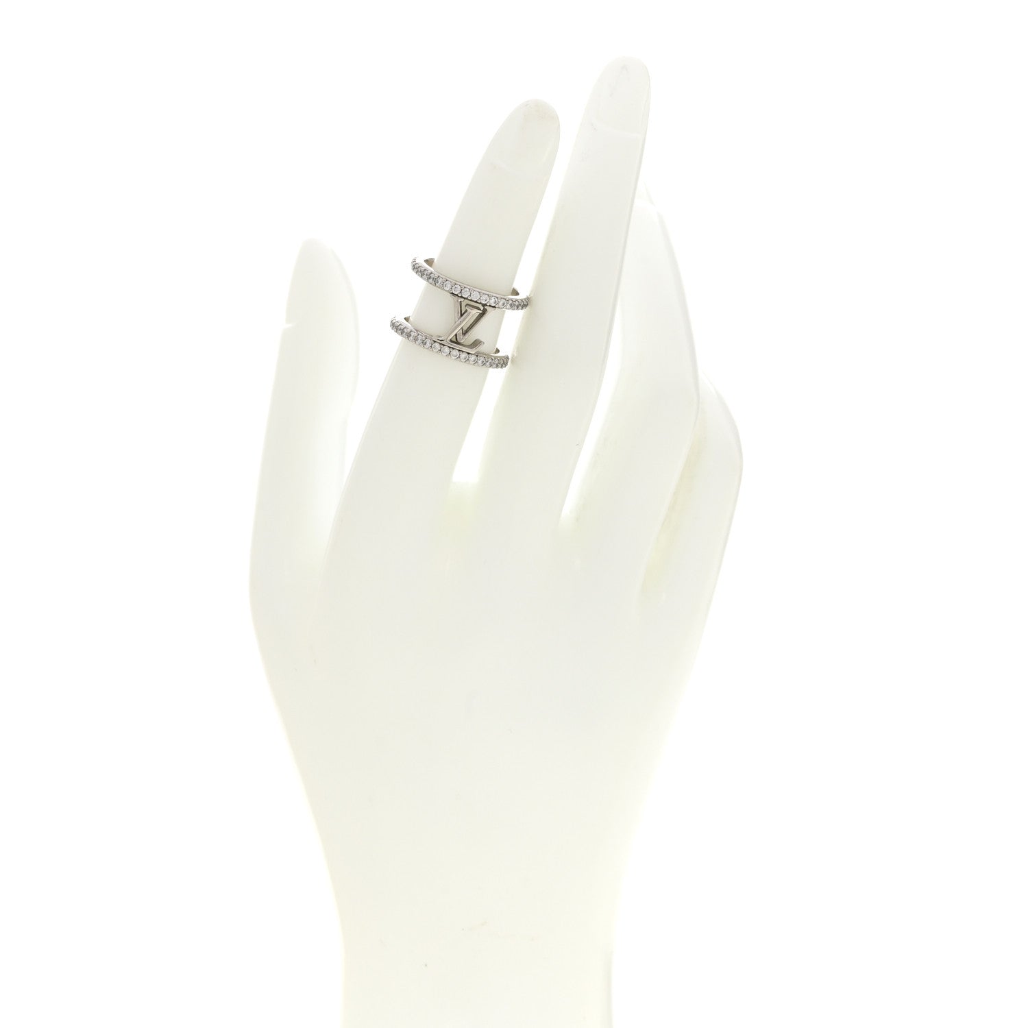 Louis Vuitton Metal Crystal LV Iconic Ring S Palladium