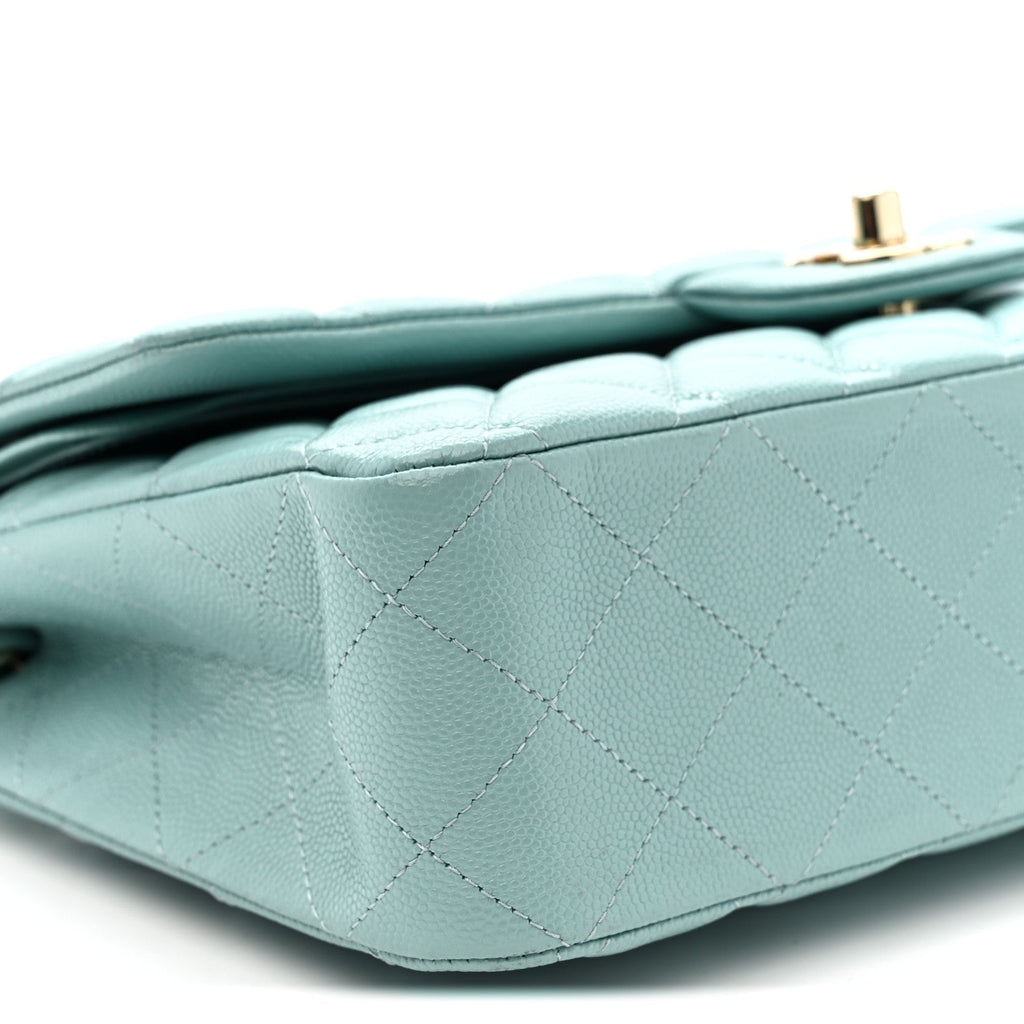 Chanel Caviar Quilted Medium Double Flap Light Blue