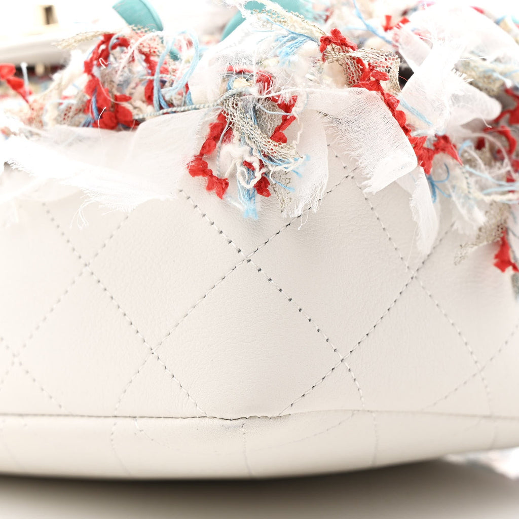 Chanel Calfskin Woven Fabric Rumbag Flap Blue White