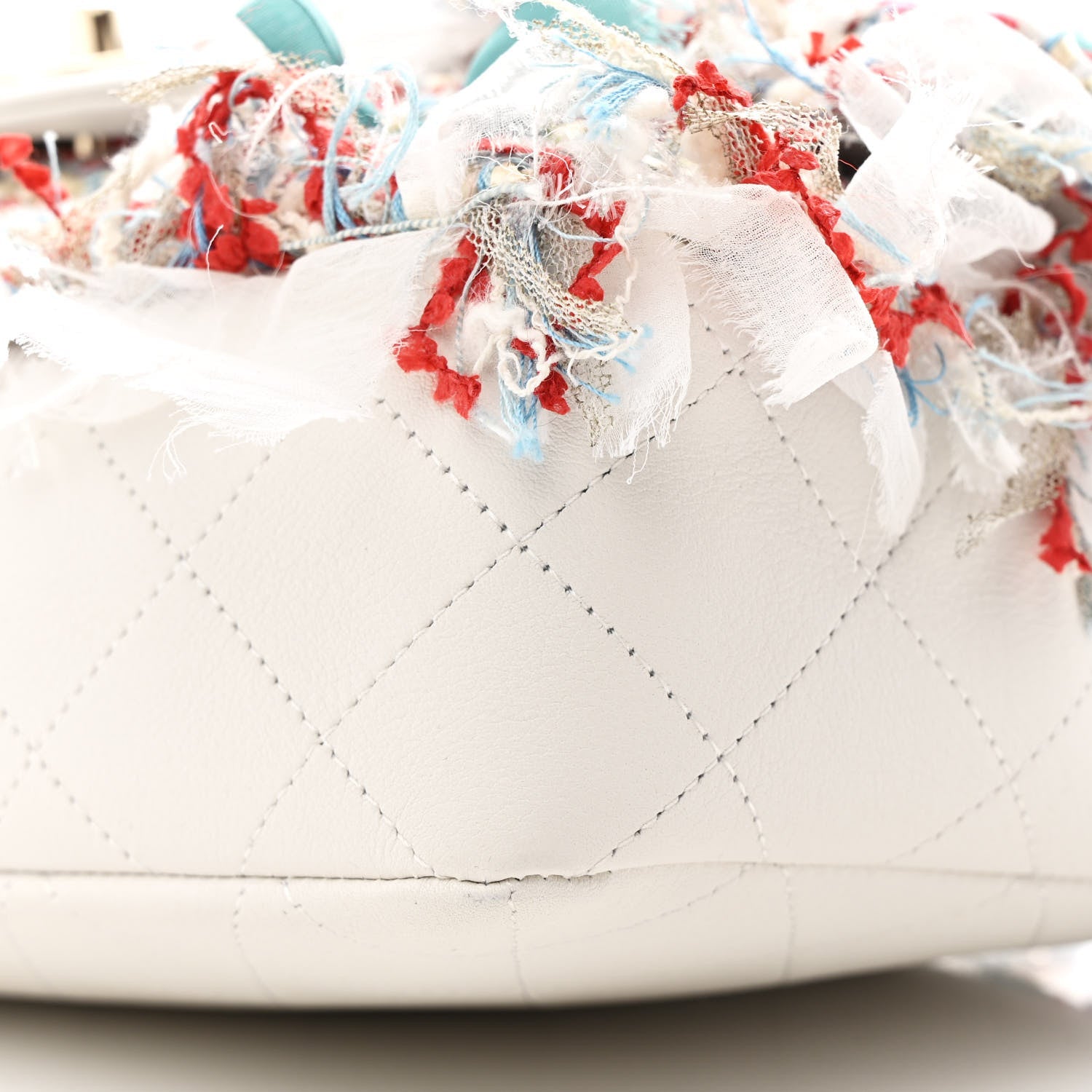 Chanel Calfskin Woven Fabric Rumbag Flap Blue White