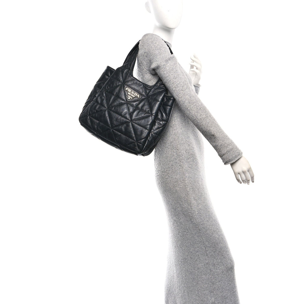 Prada Nappa Quilted Medium Dynamique Tote Black