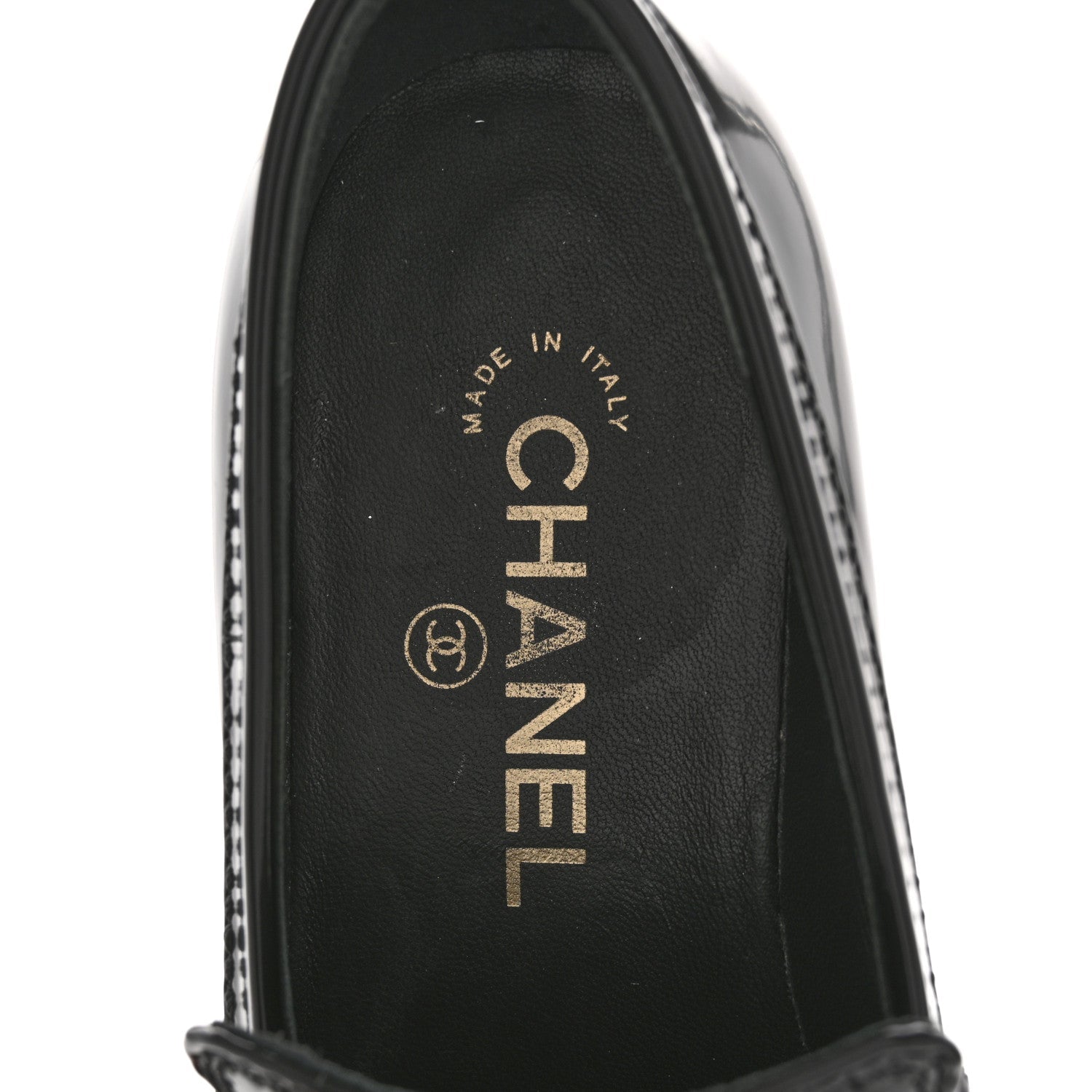Chanel Shiny Calfskin Platform Loafers 37 Black