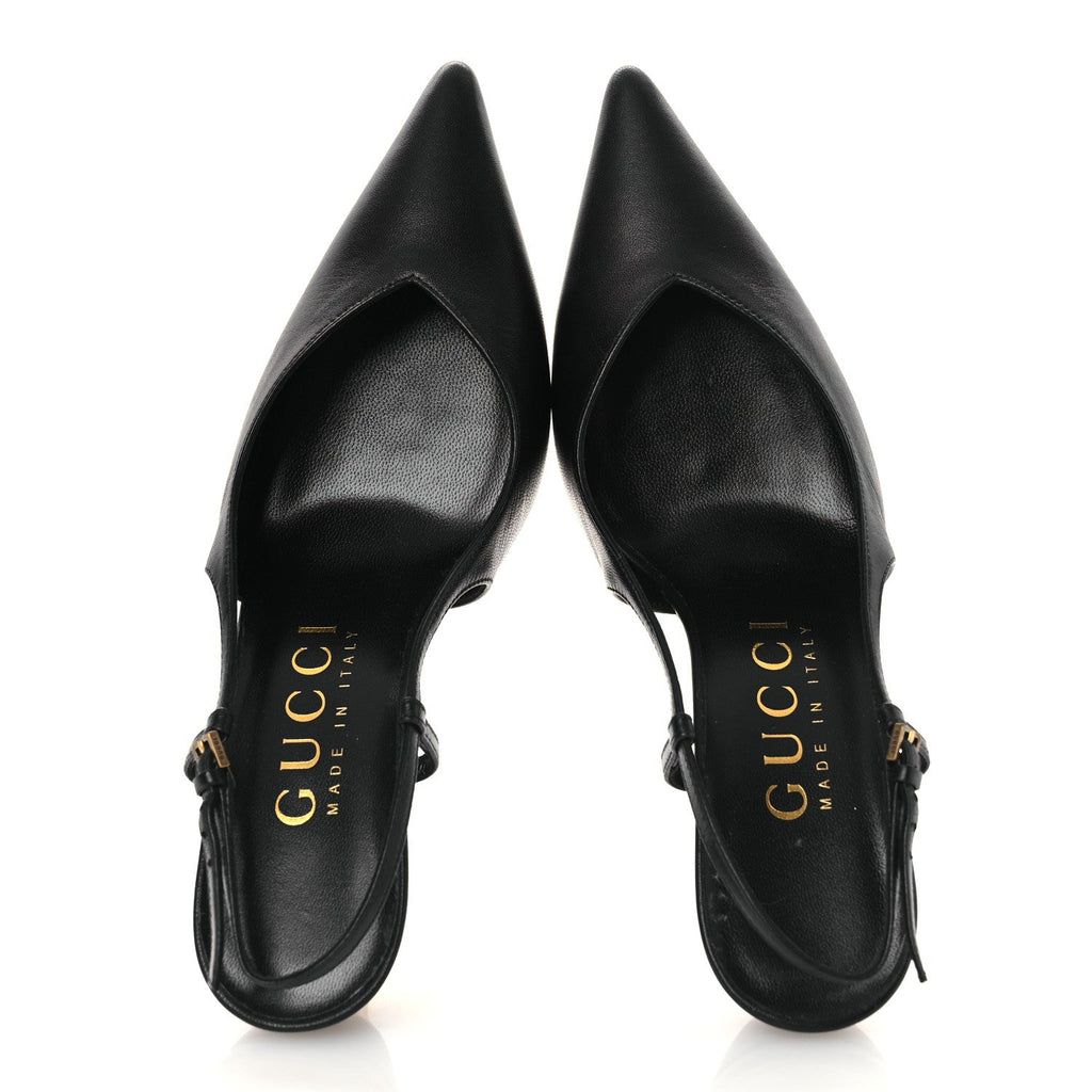 Gucci Calfskin Slingback Pumps 36.5 Black
