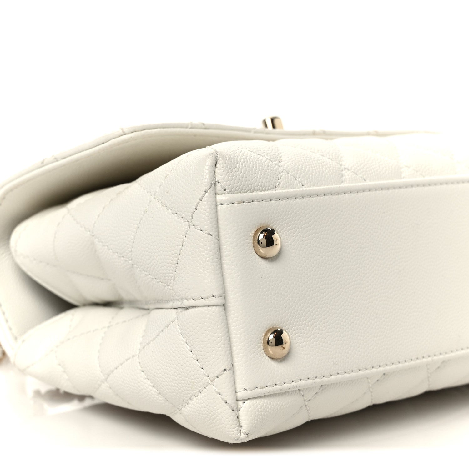 Chanel Caviar Quilted Mini Coco Handle Flap White