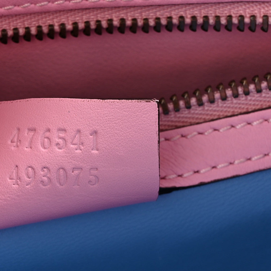 Gucci Snakeskin Sylvie Web Small Queen Margaret Top Handle Bag Pink