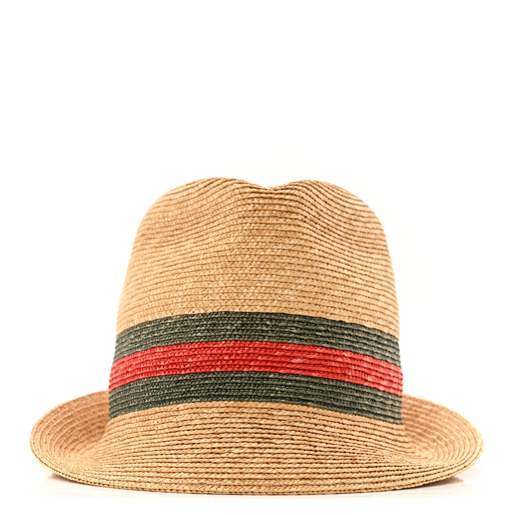 Gucci Abaca Straw Web Fedora Hat S