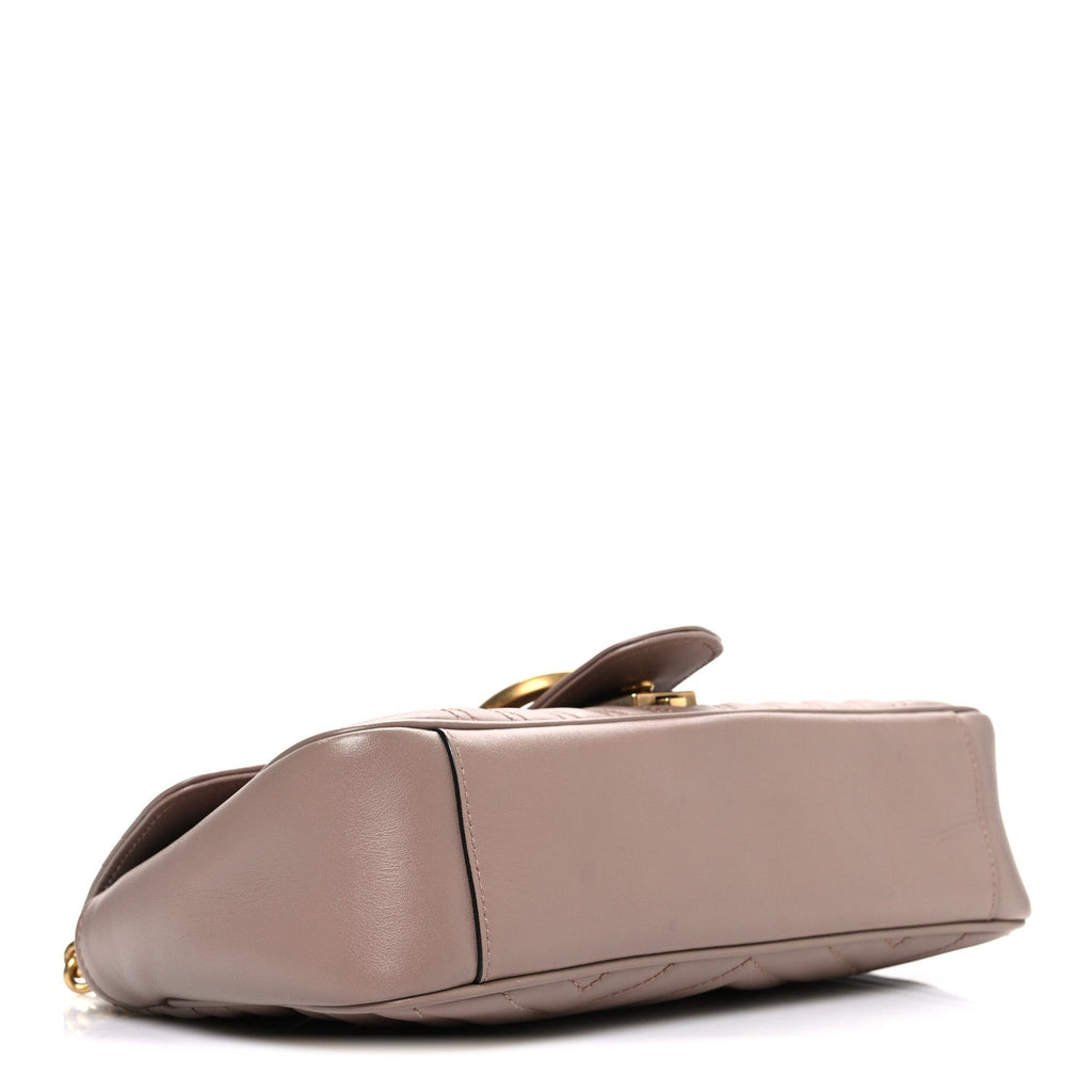 Gucci Calfskin Matelasse Small GG Marmont Shoulder Bag Porcelain Rose
