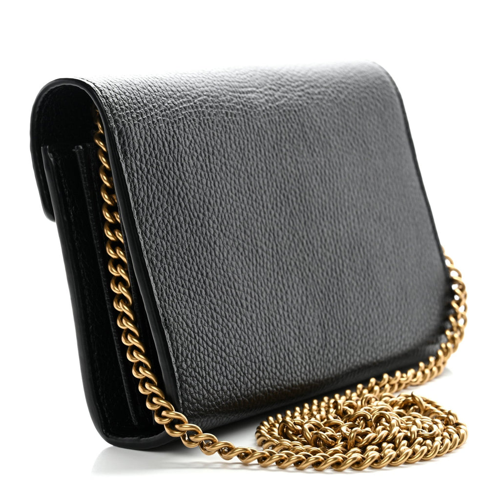 Gucci Calfskin GG Marmont Chain Wallet Black