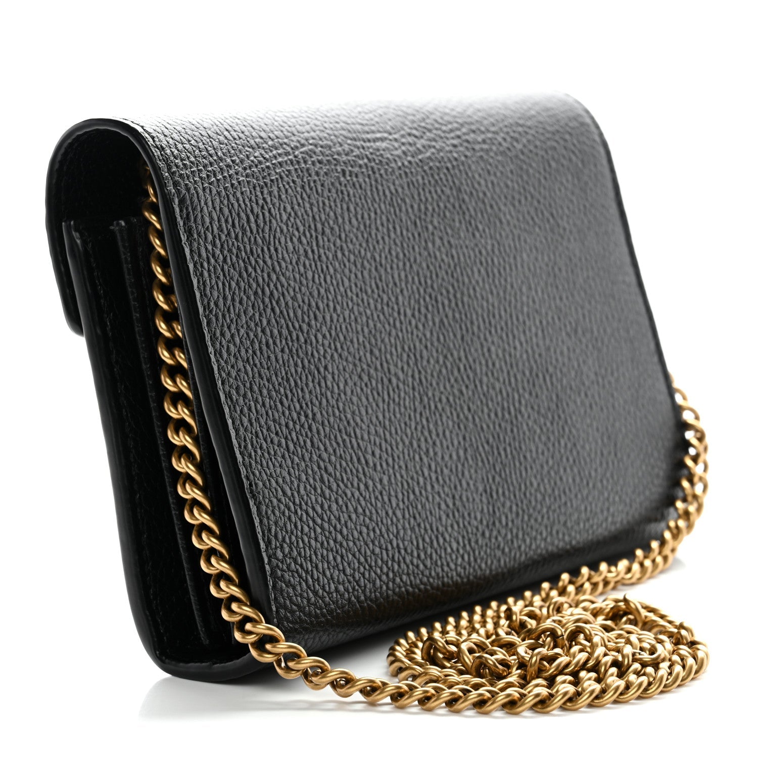Gucci Calfskin GG Marmont Chain Wallet Black