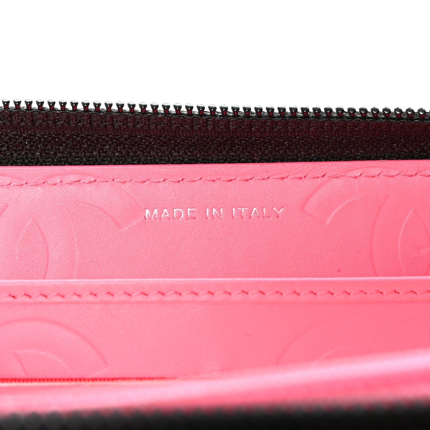 Calfskin Quilted Cambon Large Gusset Zip Around Wallet Black