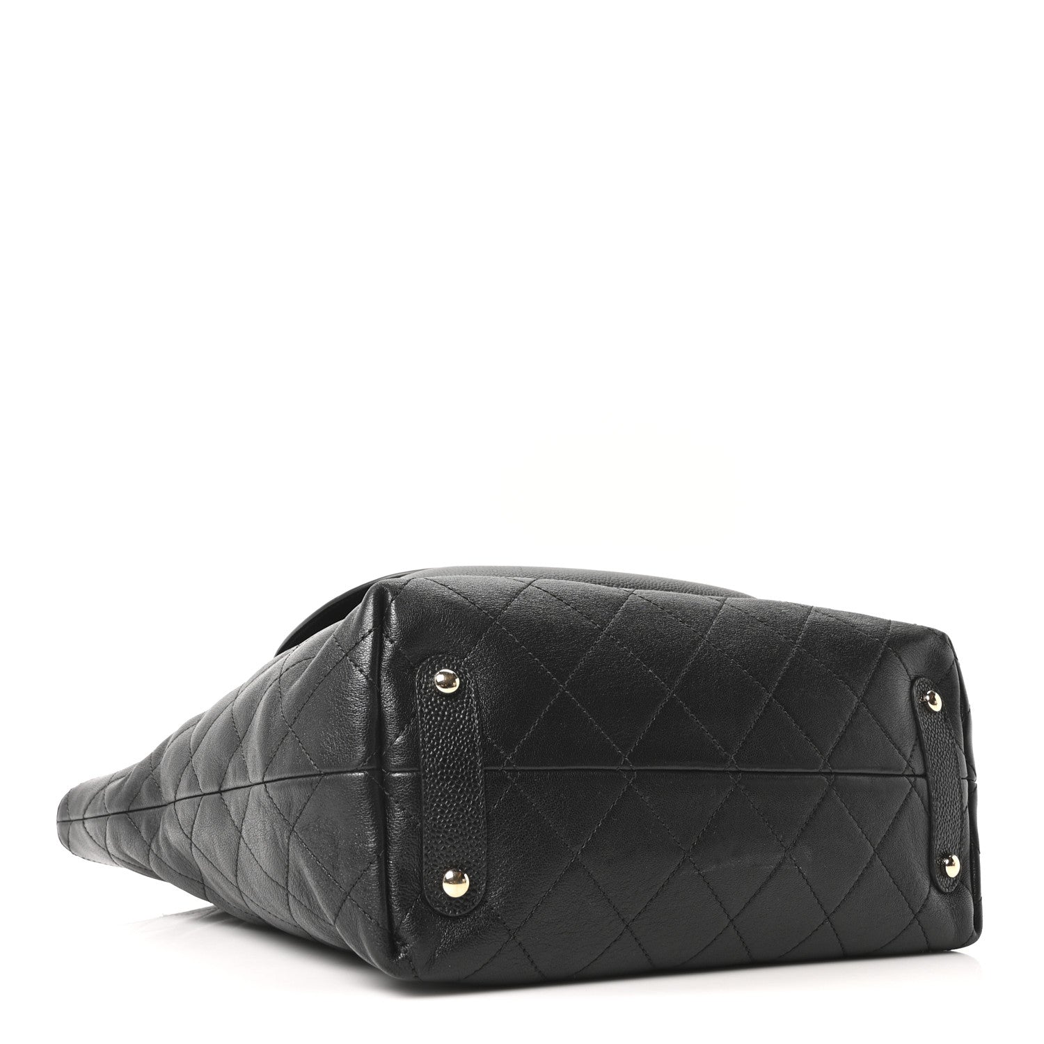 Chanel Sheepskin Caviar Quilted Medium Shopping Tote Black