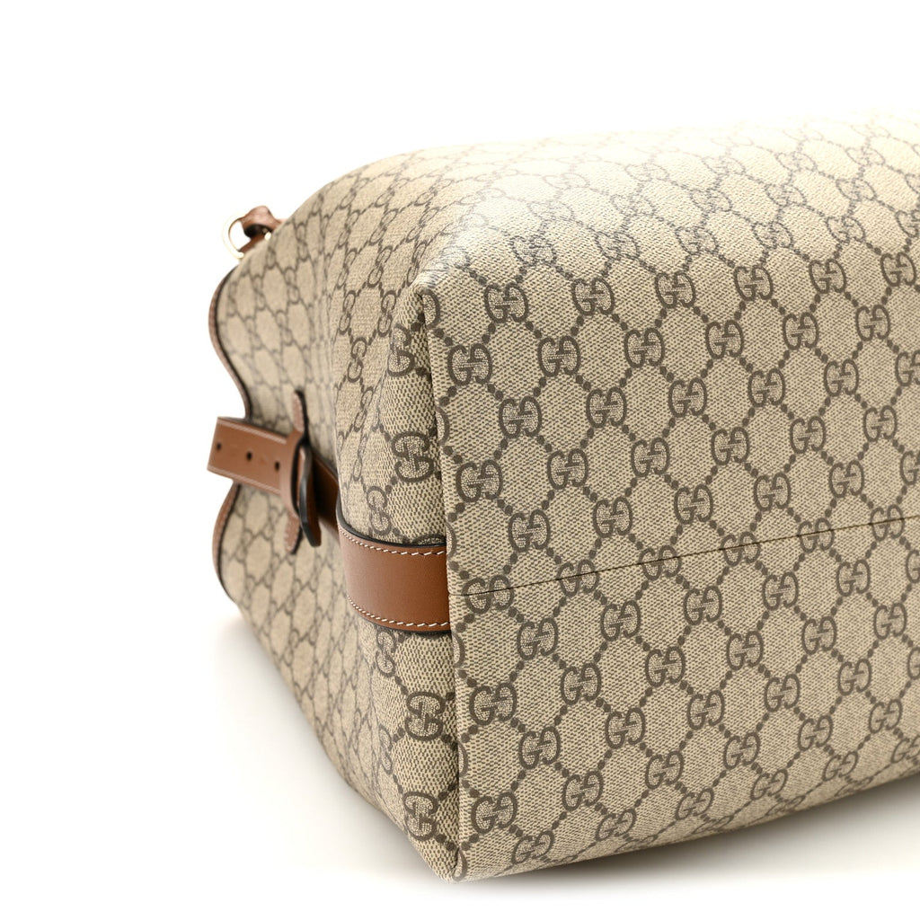 Gucci GG Icon Monogram Padlock Shoulder Bag Beige Dark Brown