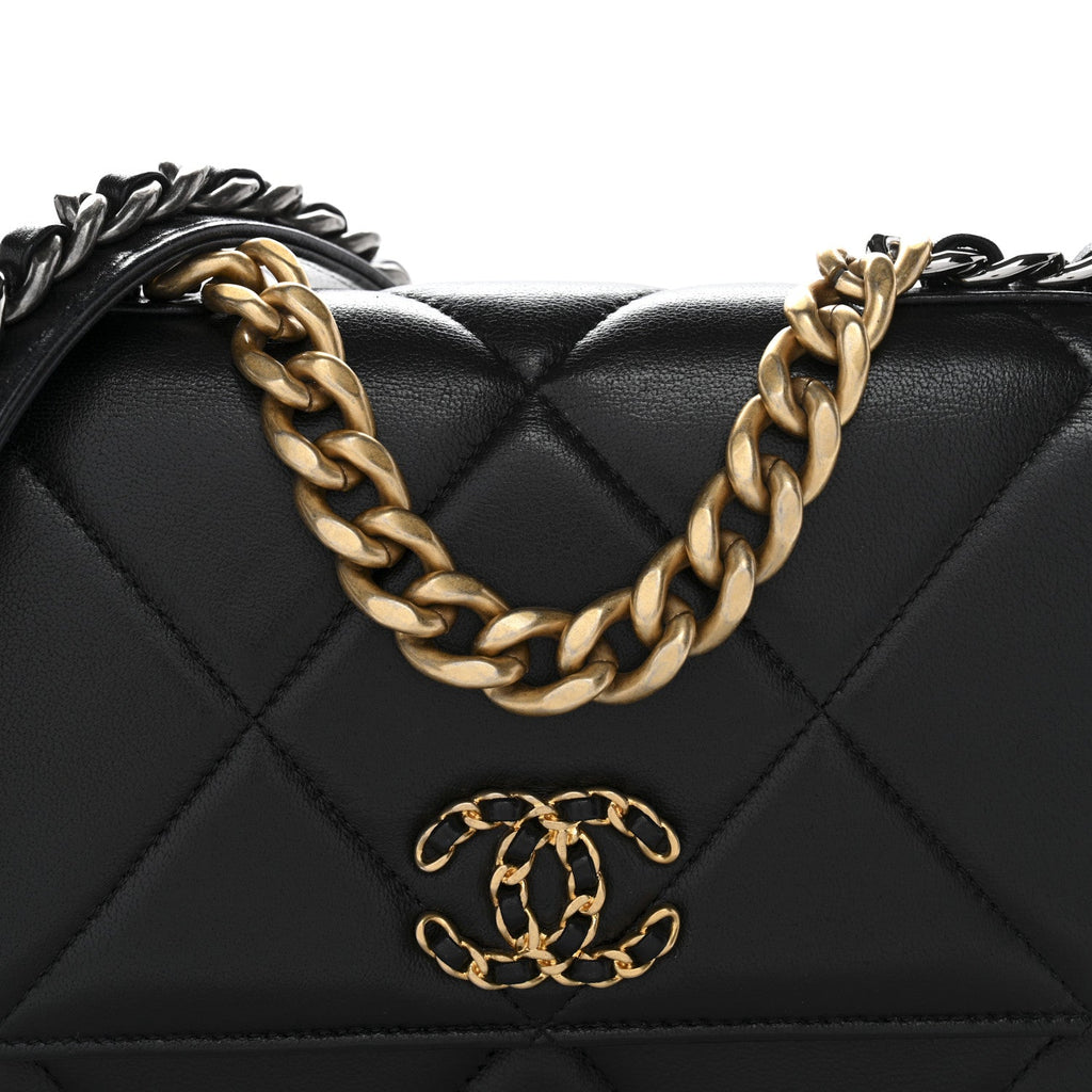 Chanel Lambskin Quilted Chanel 19 Wallet On Chain WOC Black