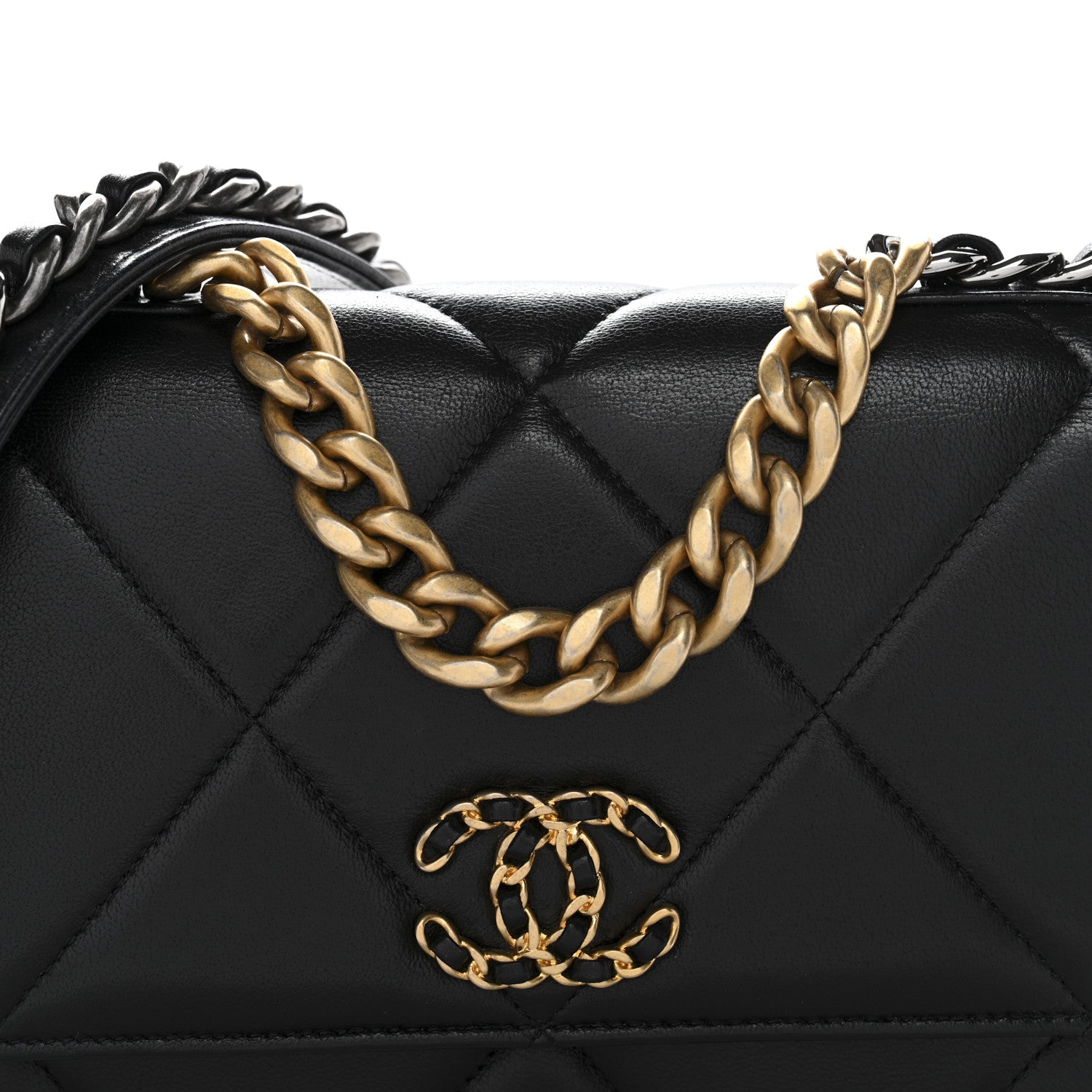 Chanel Lambskin Quilted Chanel 19 Wallet On Chain WOC Black