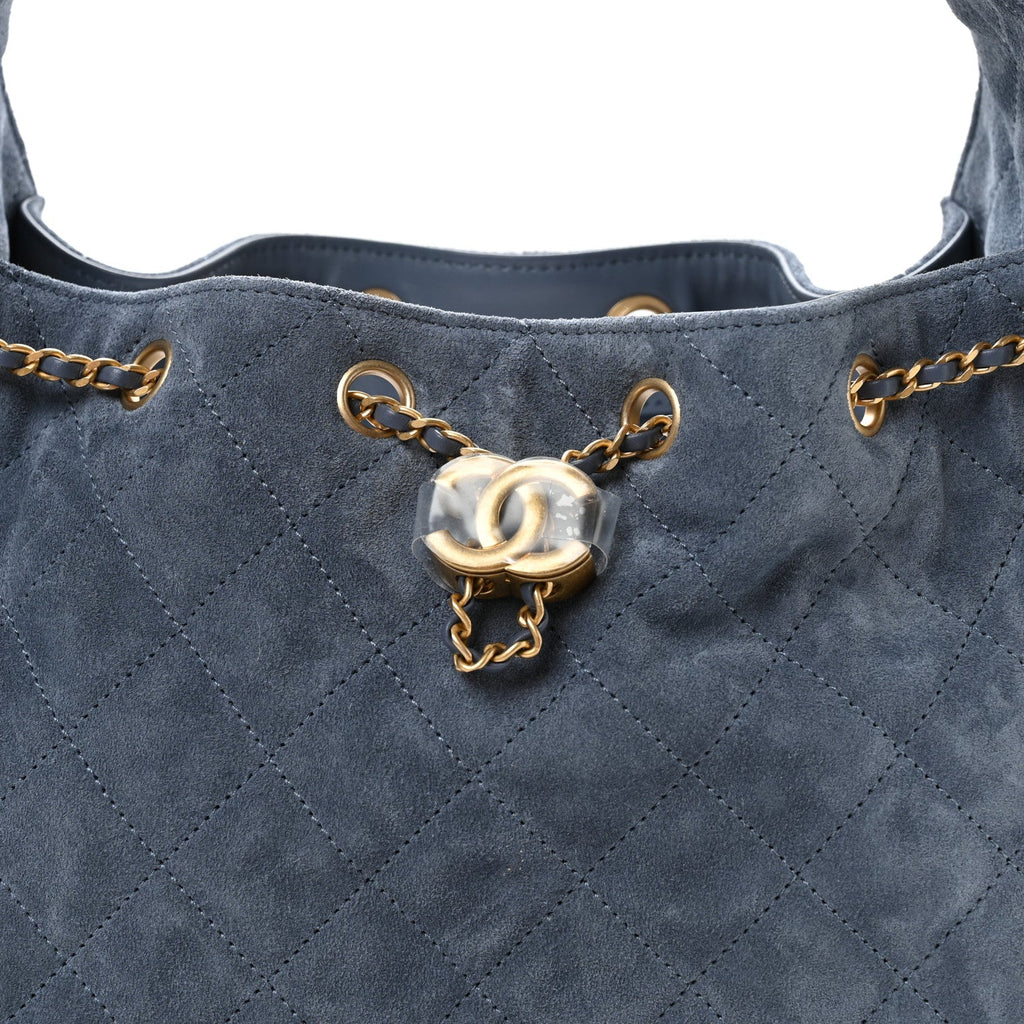 Chanel Suede Quilted Small Chanel 25 Handbag Blue