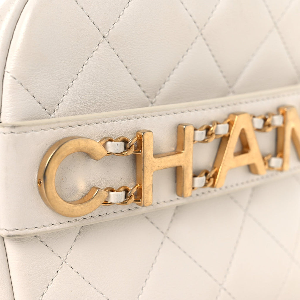 Chanel Calfskin Quilted Enchained Camera Case Bag White