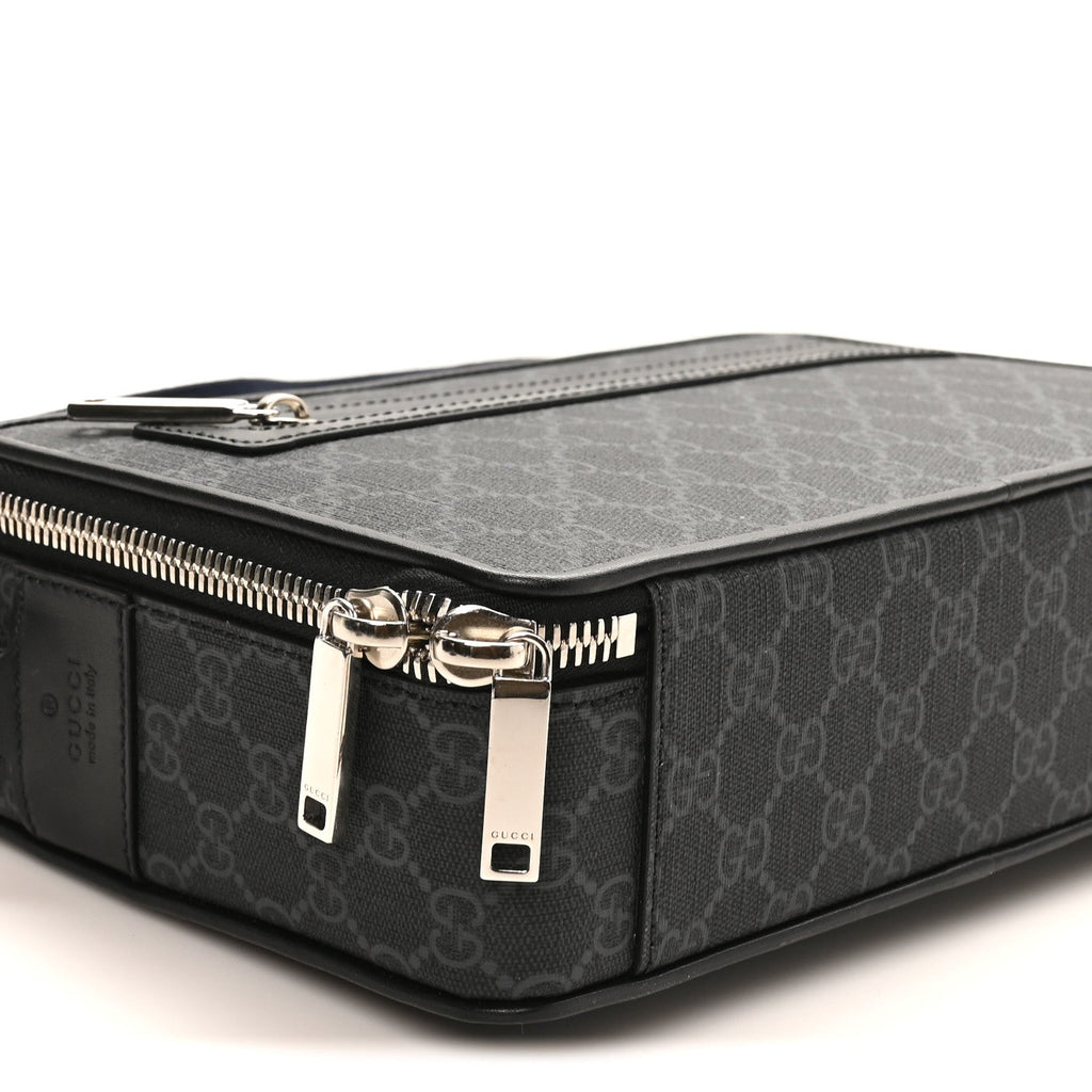 Gucci GG Supreme Monogram Web Small Shoulder Bag Black Grey