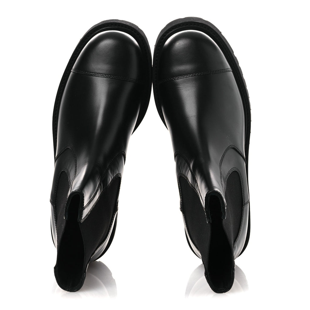 Calfskin Cap Toe CC Short Boots 41 Black