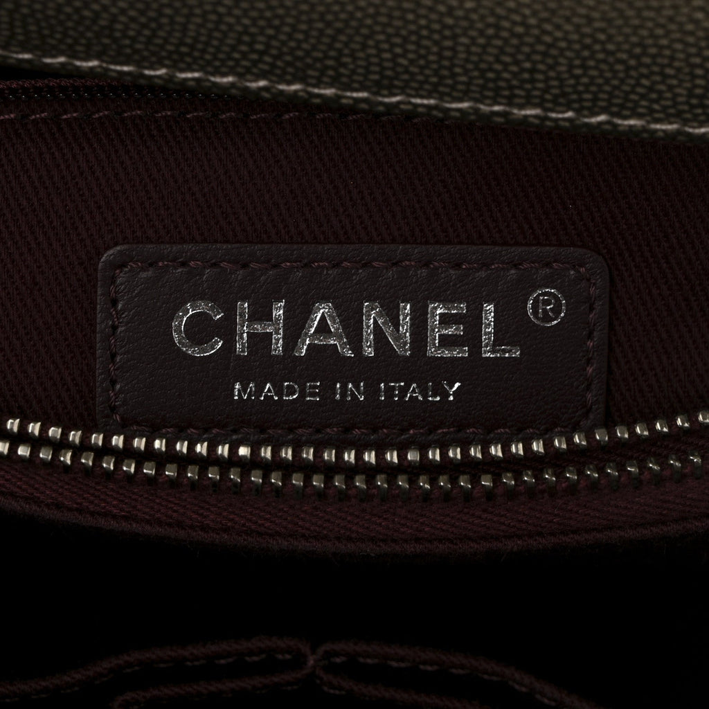 Chanel Metallic Caviar Chevron Quilted Small Coco Handle Flap Light Gold