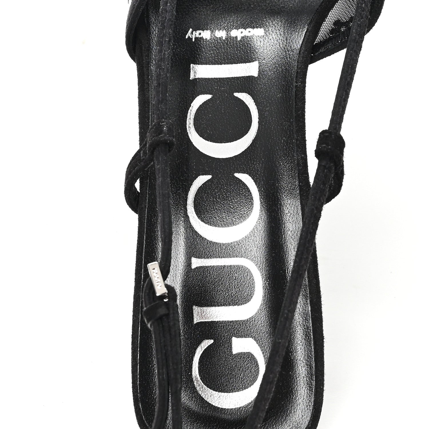 Gucci Tela Retino Kid Scamosciato Crystal GG Monogram Square G 35mm Slingback Pumps 37.5 Black