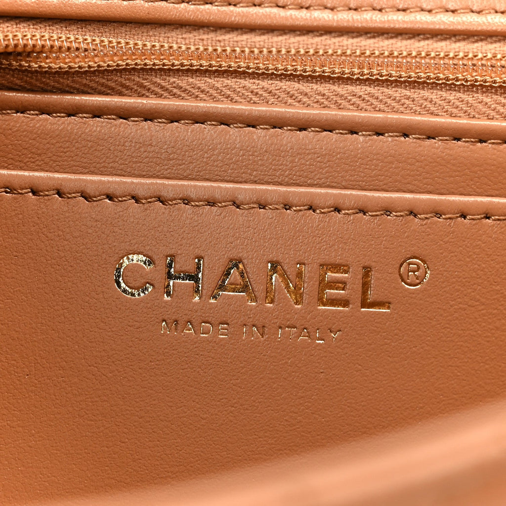 Chanel Shiny Lambskin Quilted Mini Flap Brown