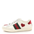 Gucci Calfskin Web Heart Embroidered Womens Ace Sneakers 36 White