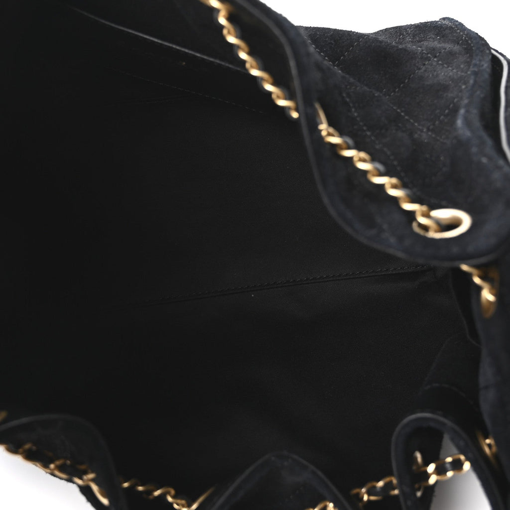 Chanel Suede Quilted Small Chanel 25 Handbag Black