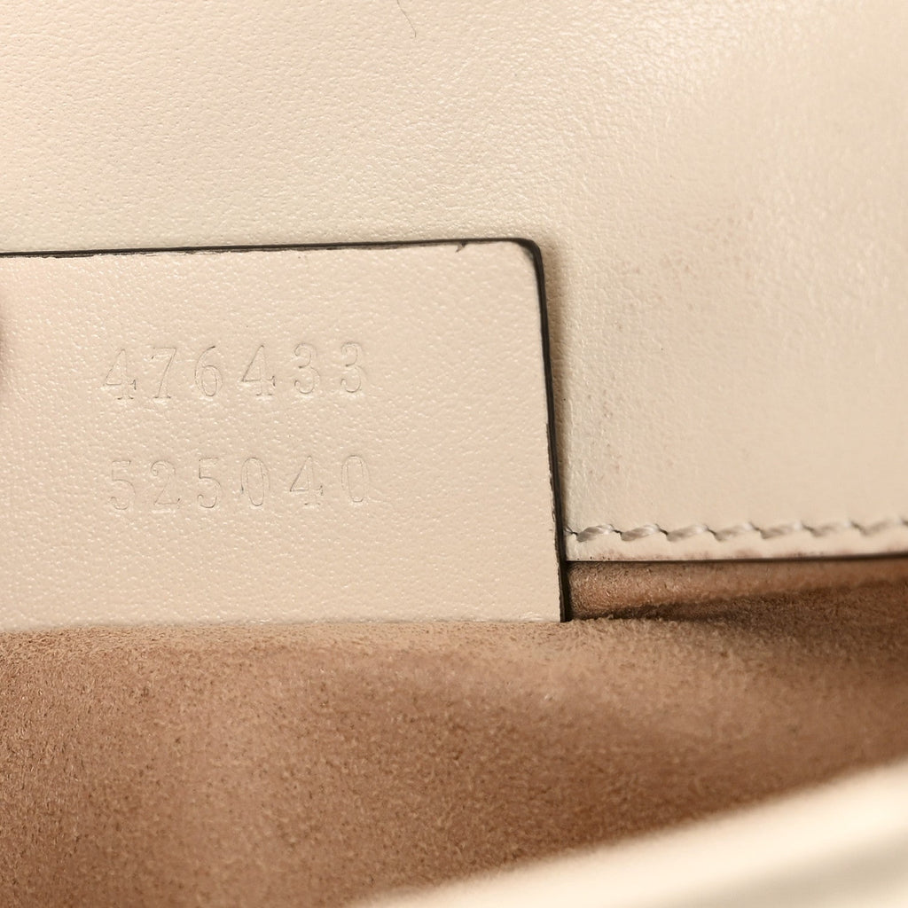 Gucci Calfskin Matelasse Super Mini GG Marmont Shoulder Bag White