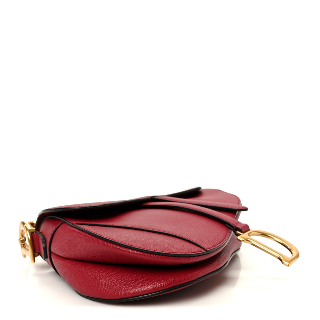 Christian Dior Grained Calfskin Saddle Bag Red