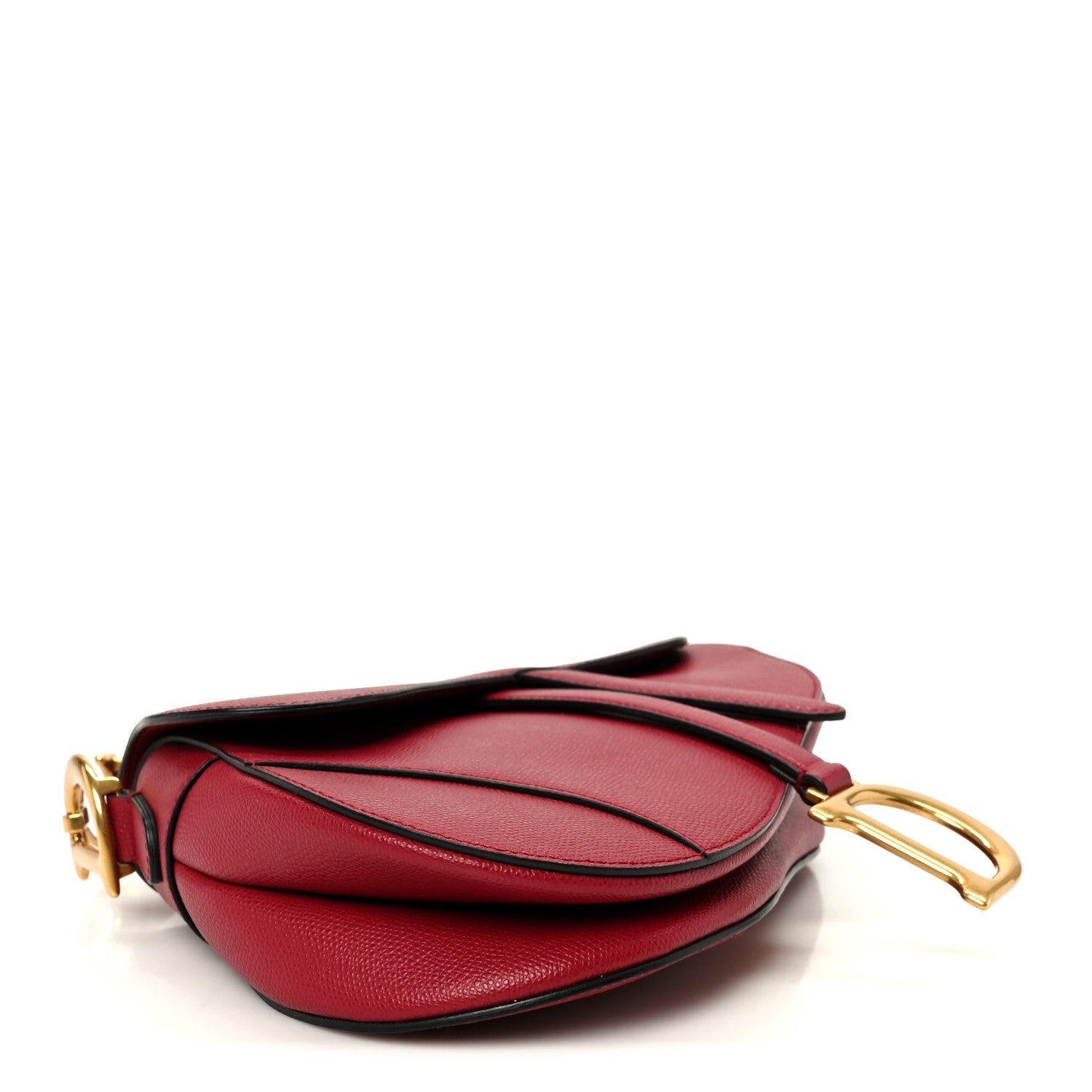 Christian Dior Grained Calfskin Saddle Bag Red