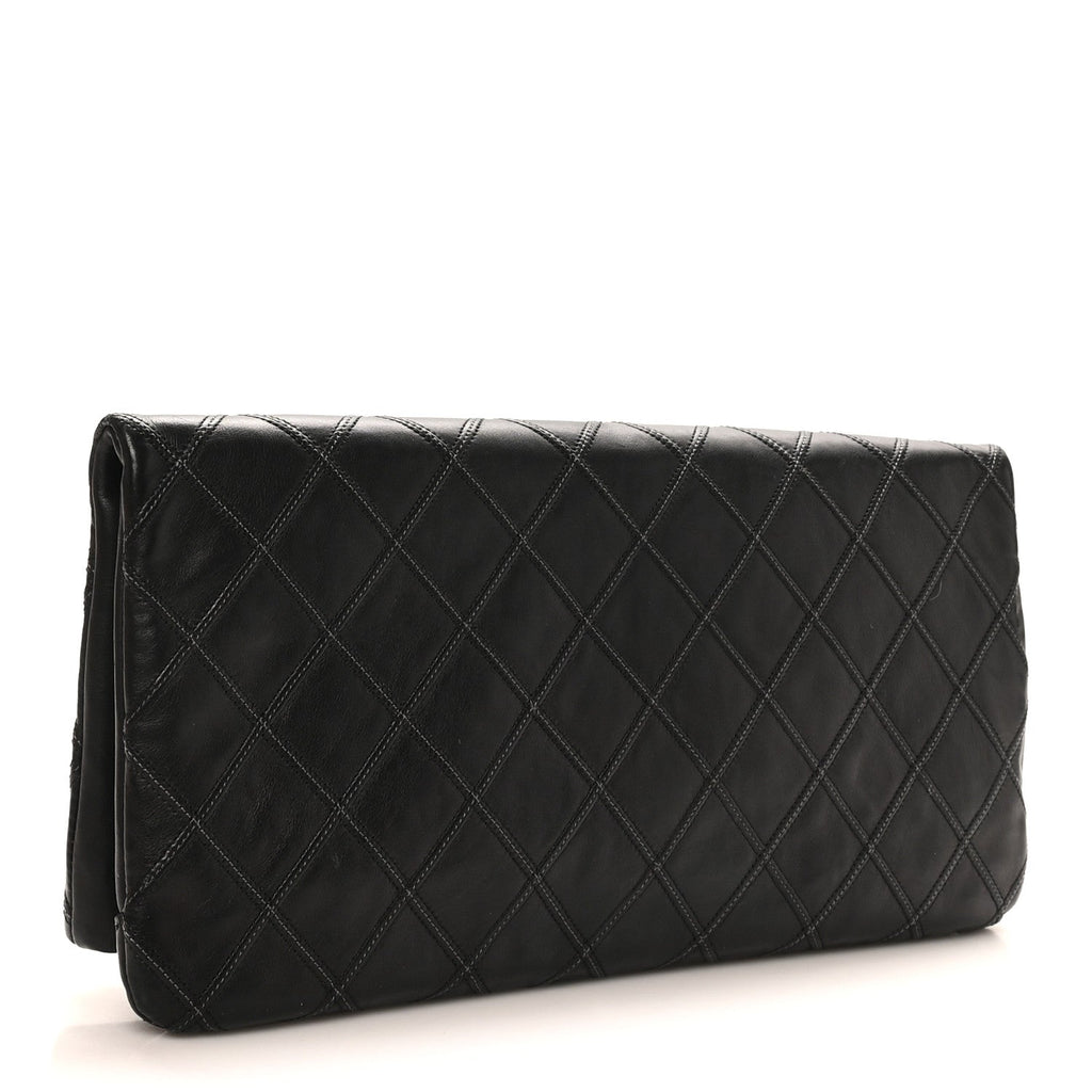 Chanel Calfskin Stitched Thin City Clutch Black