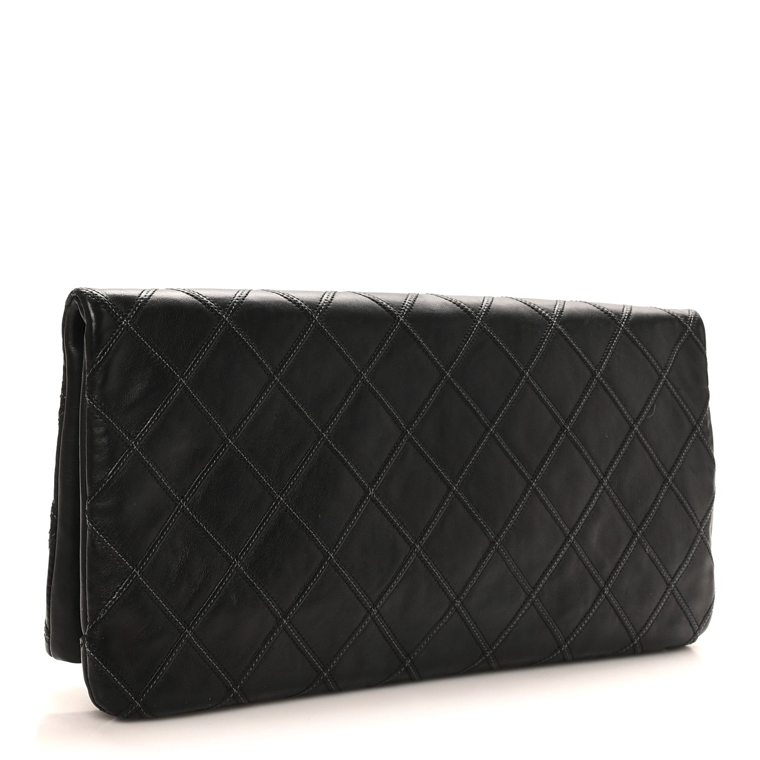 Chanel Calfskin Stitched Thin City Clutch Black