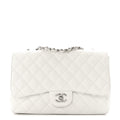 Chanel Caviar Quilted Jumbo Single Flap White