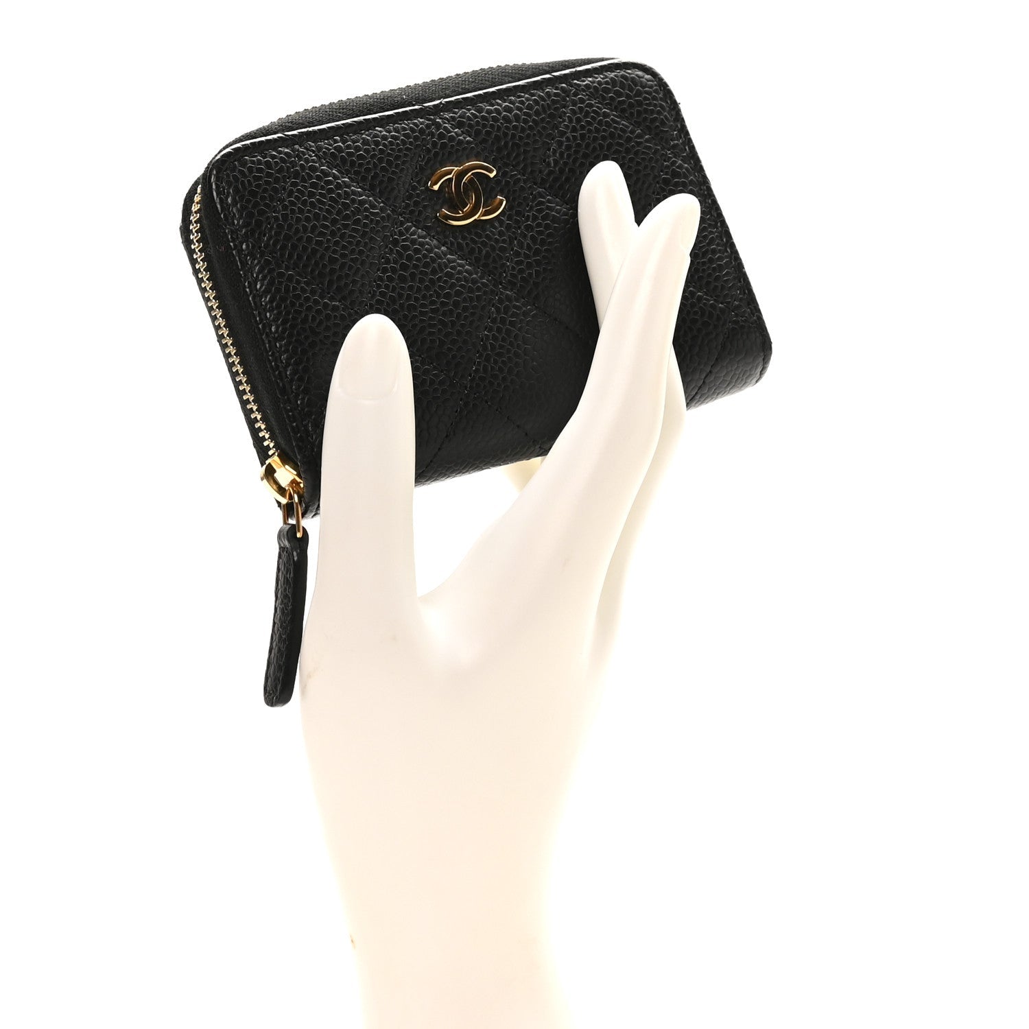 Caviar Quilted Zip Coin Purse Black