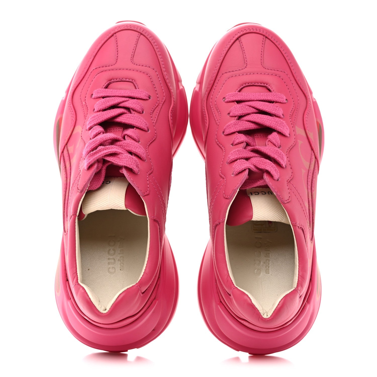 Gucci Calfskin Logo Womens Rhyton Sneakers 35 Box Pink