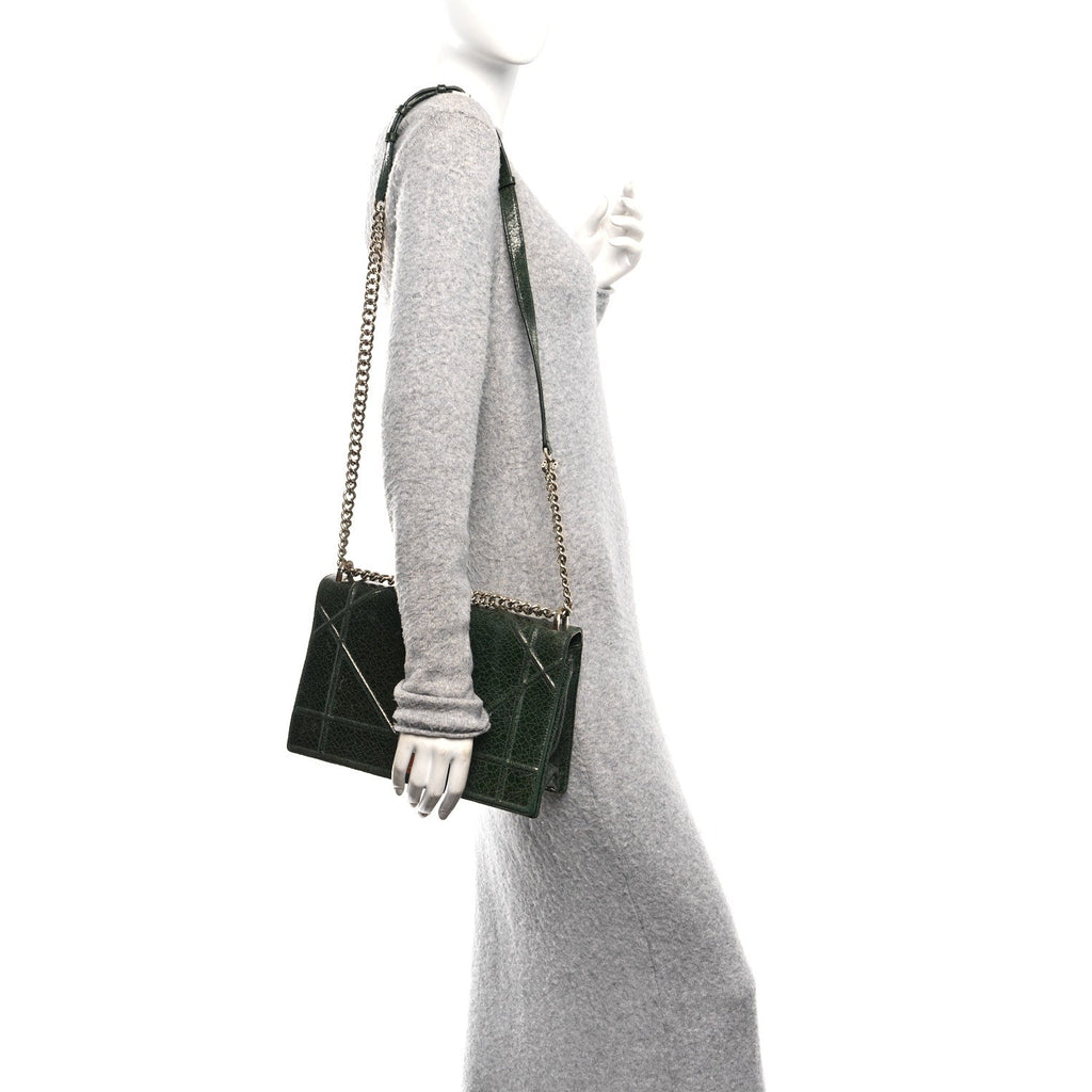 Christian Dior Ceramic Effect Deerskin Large Diorama Flap Bag Malachite Green