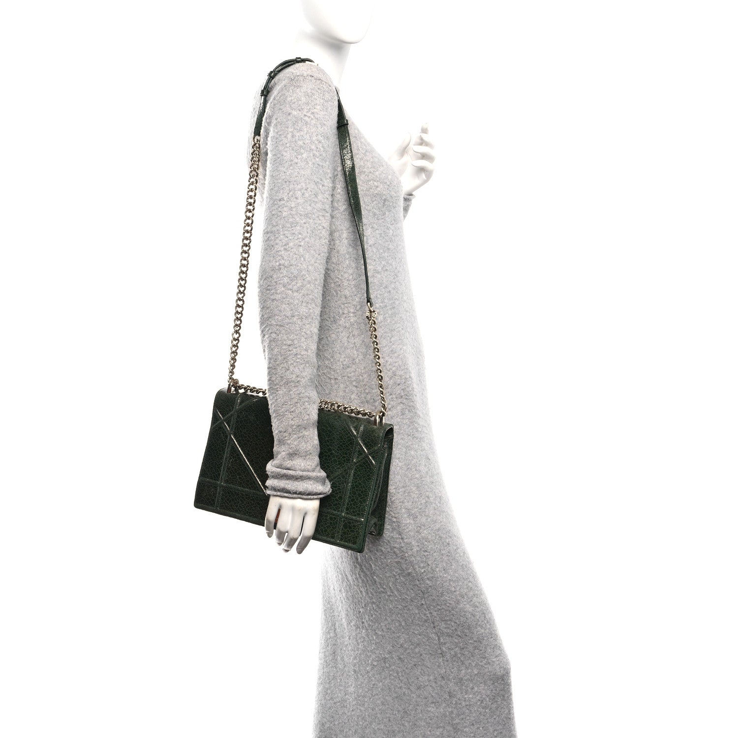 Christian Dior Ceramic Effect Deerskin Large Diorama Flap Bag Malachite Green