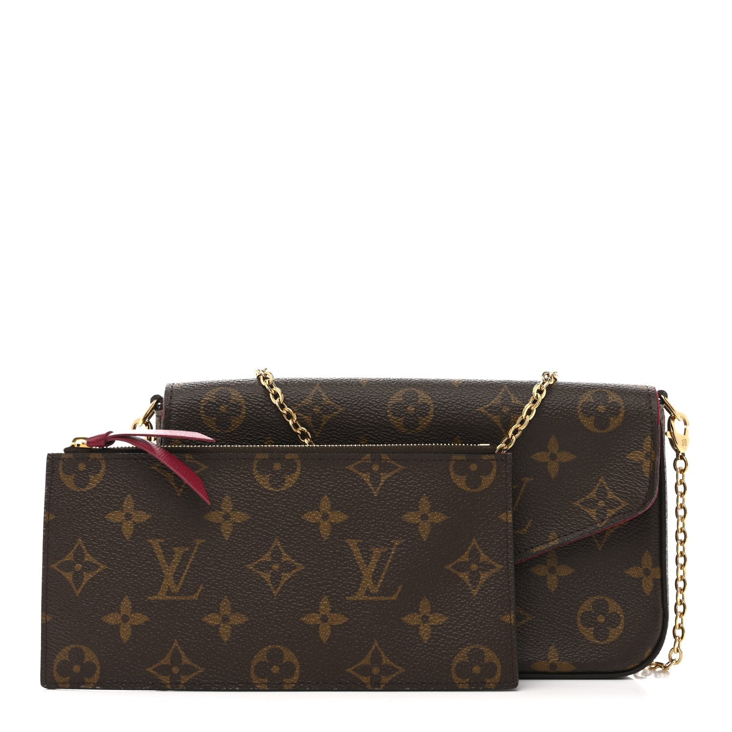 Louis Vuitton Monogram Pochette Felicie Chain Wallet Fuchsia