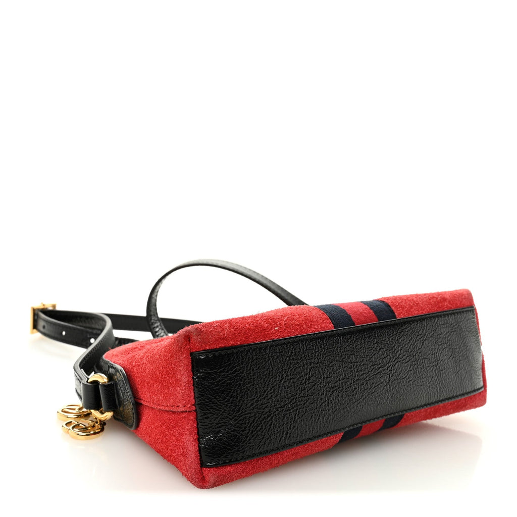 Gucci Suede Patent Web GG Small Ophidia Dome Shoulder Bag Hibiscus Red