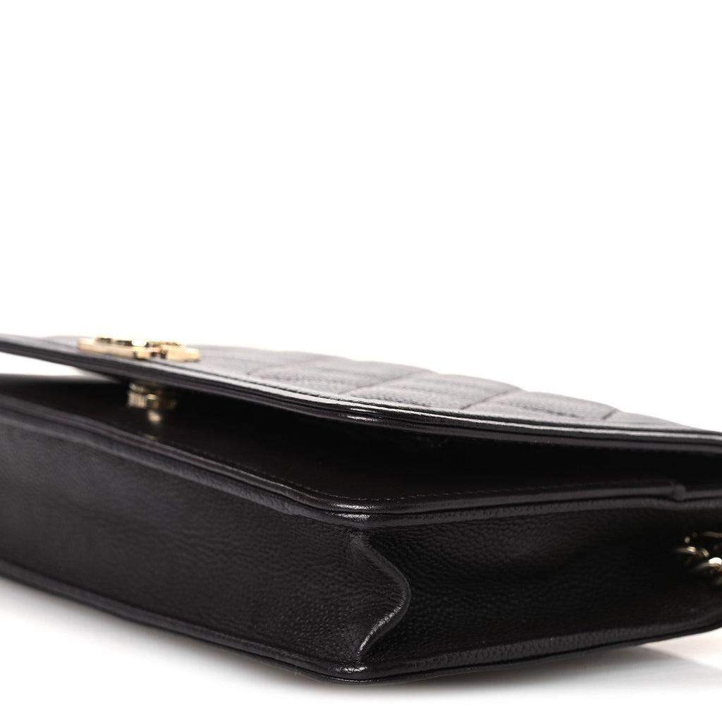 Chanel Caviar Quilted Boy Wallet On Chain WOC Dark Brown