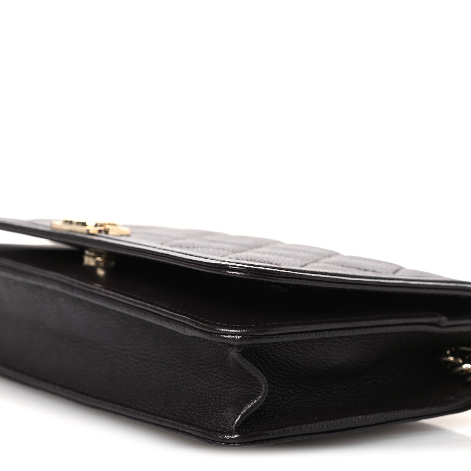 Chanel Caviar Quilted Boy Wallet On Chain WOC Dark Brown