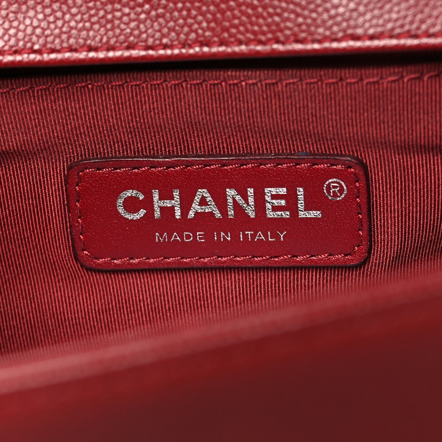 Chanel Caviar Chevron Quilted Medium Boy Flap Red